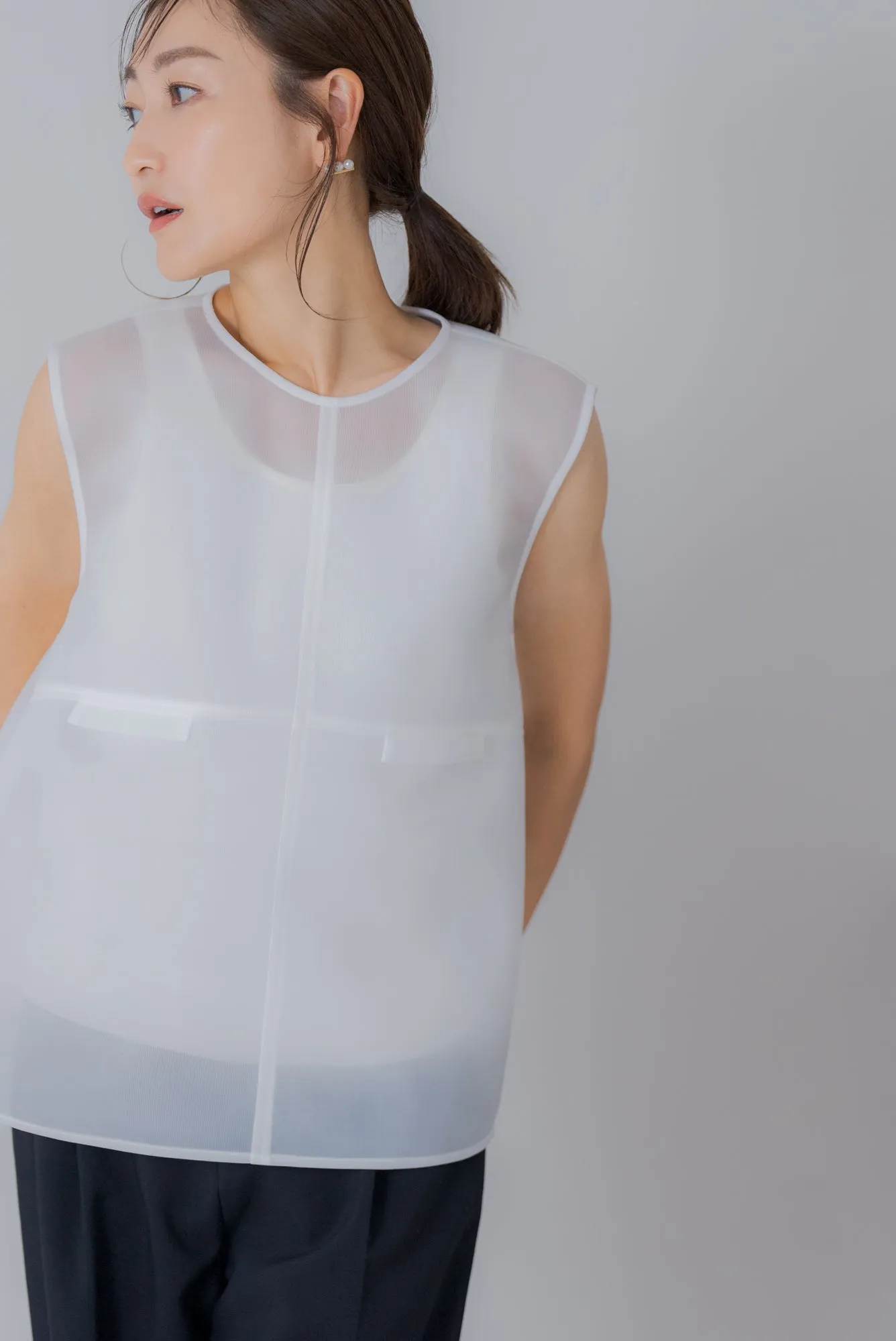 シアーラッセル ノースリトップス｜SHEER RUSSEL NO SLEEVE TOPS