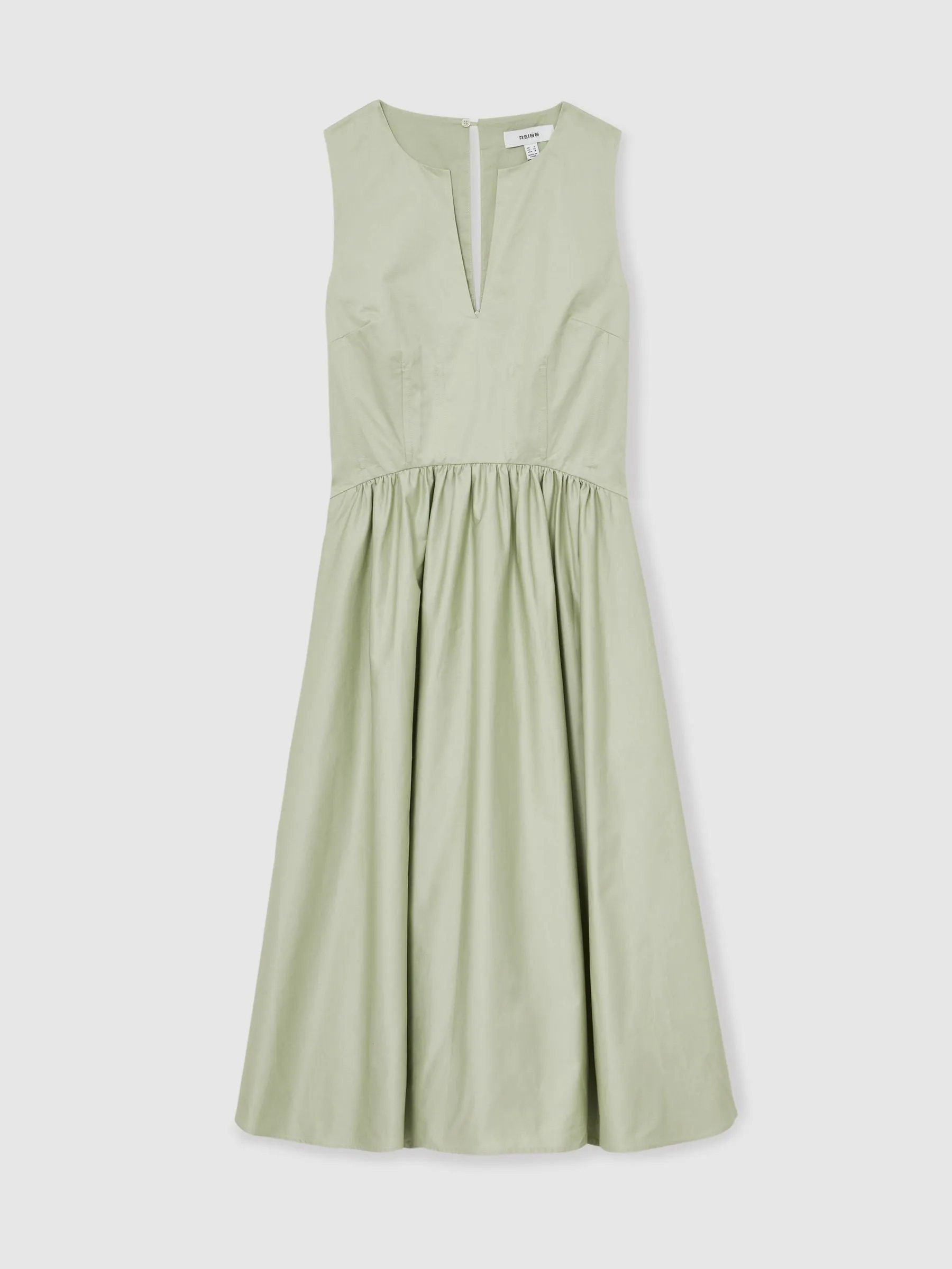 100% Cotton Corset Midi Dress in Sage