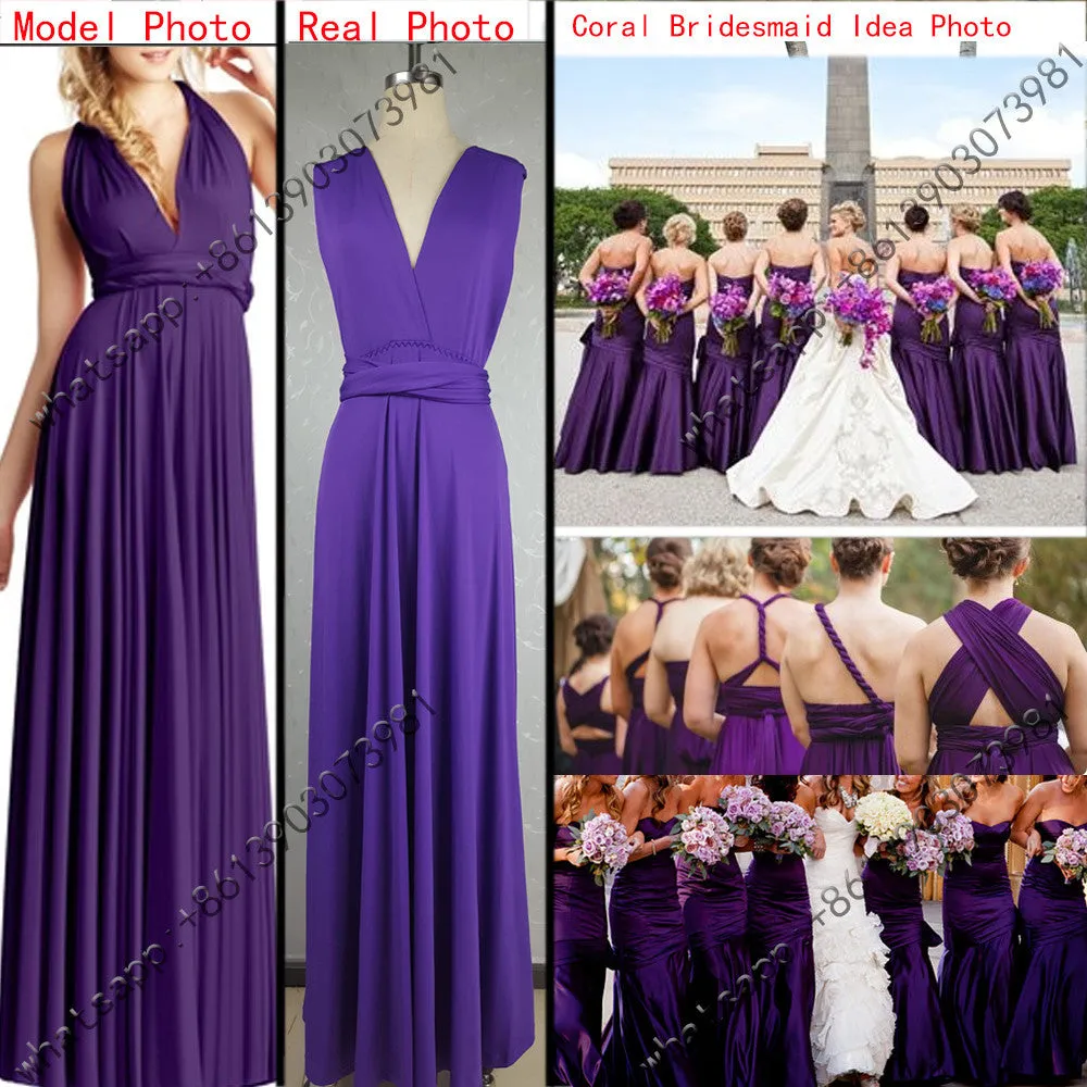 11 color summer women maxi dress red bandage long dress Multiway Bridesmaids Convertible Dress