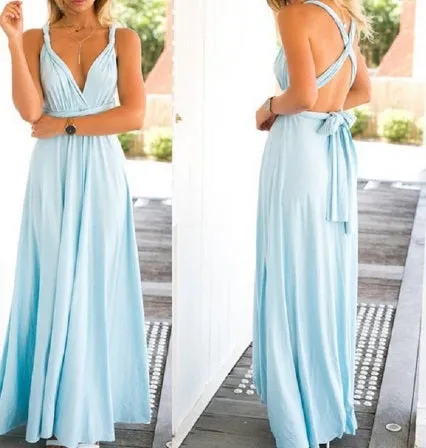 11 color summer women maxi dress red bandage long dress Multiway Bridesmaids Convertible Dress