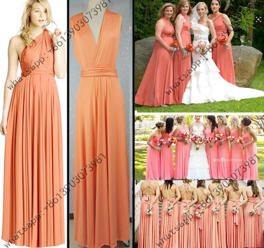 11 color summer women maxi dress red bandage long dress Multiway Bridesmaids Convertible Dress