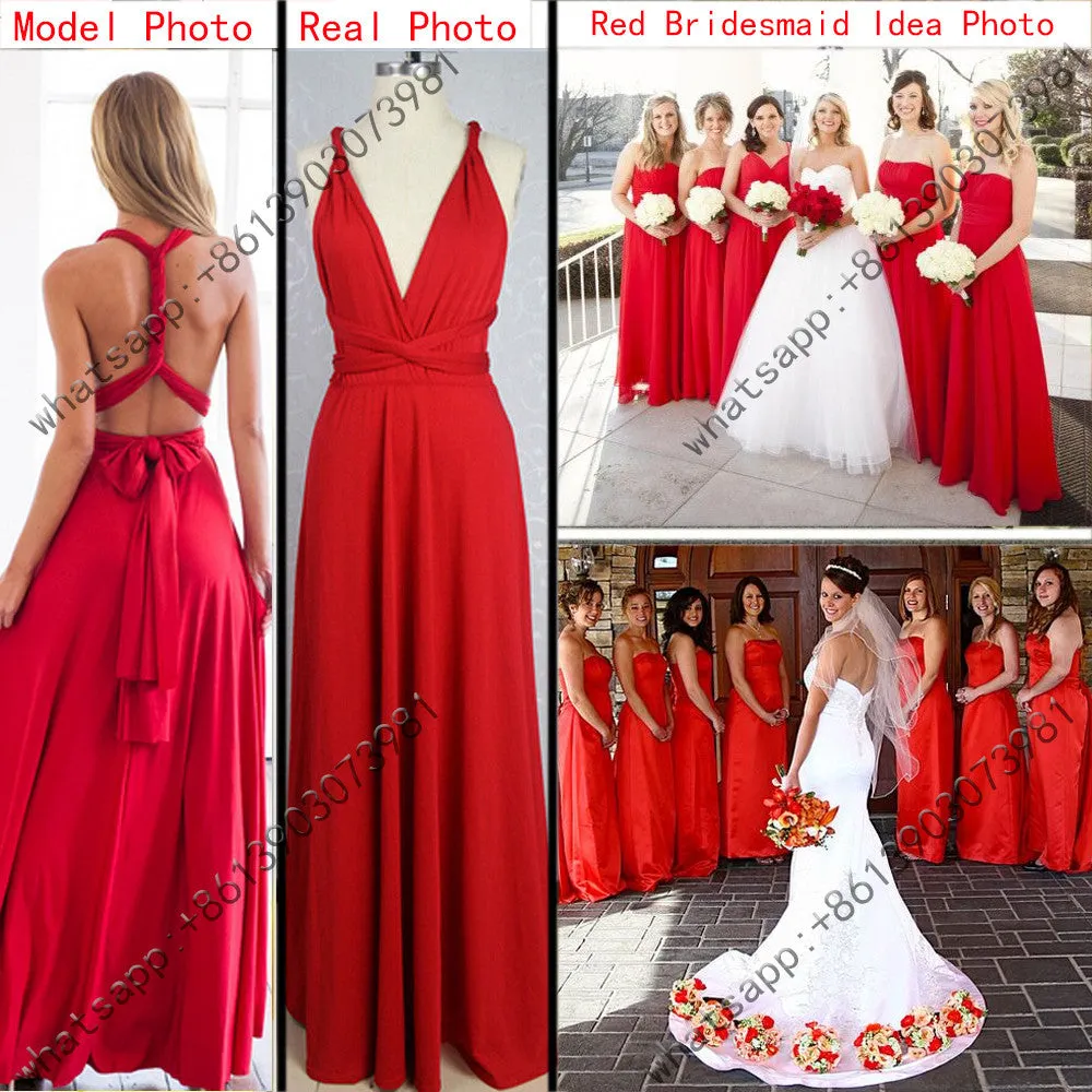 11 color summer women maxi dress red bandage long dress Multiway Bridesmaids Convertible Dress