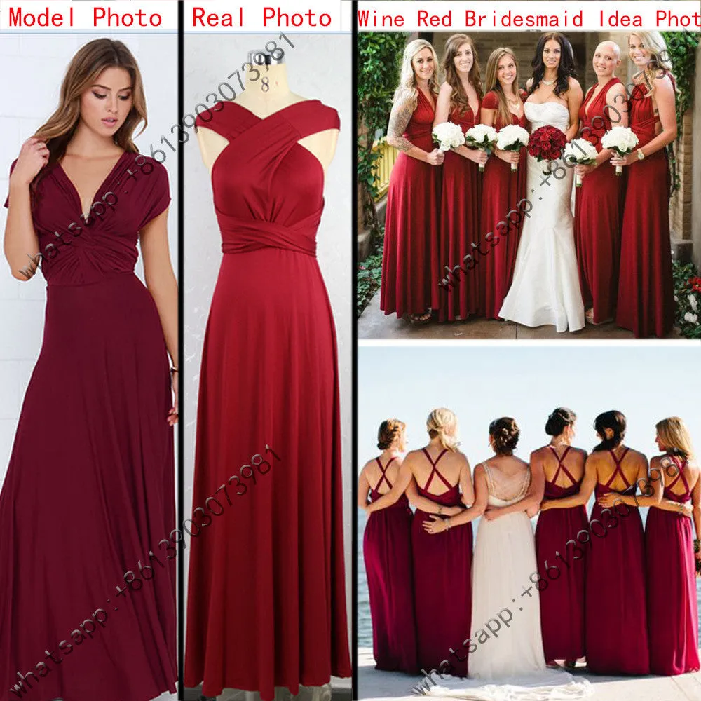 11 color summer women maxi dress red bandage long dress Multiway Bridesmaids Convertible Dress
