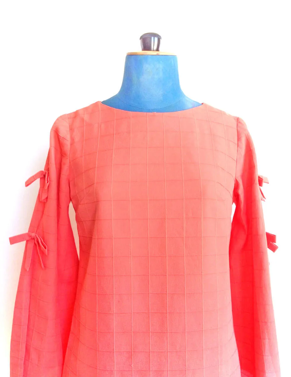 1960s Mini Dress Orange Bell Sleeve