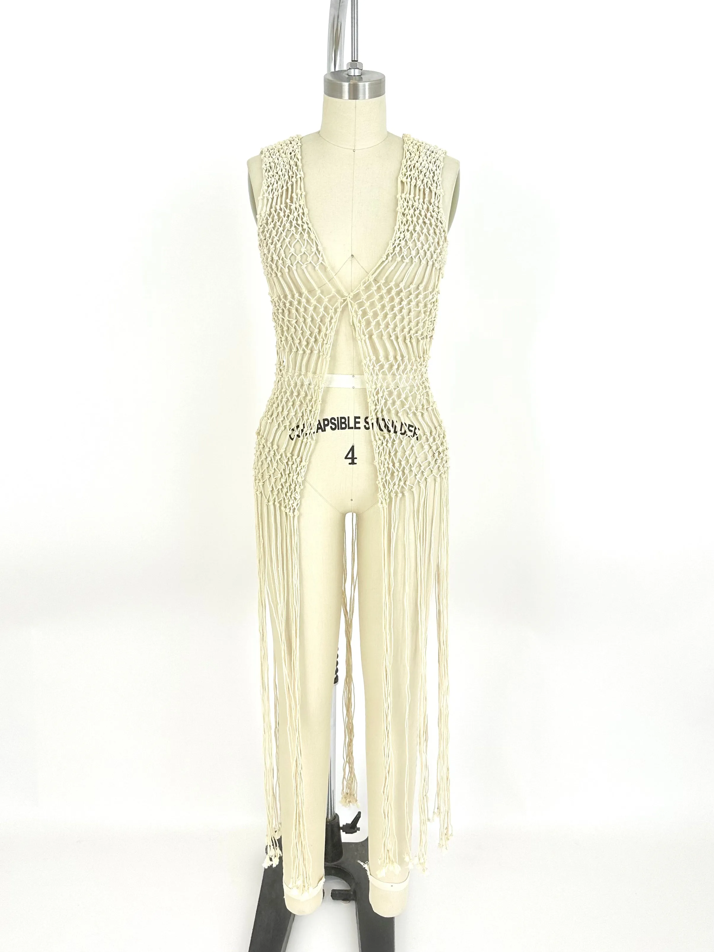 70s Crochet Fringe Vest