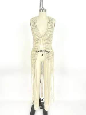 70s Crochet Fringe Vest