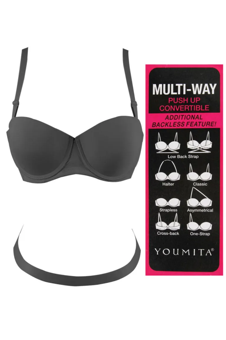 78168 12 Piece Low Back Strap Converter, Push-Up Cups, Adjustable, Multi-Way Convertible Straps Demi Bra B/C Cup