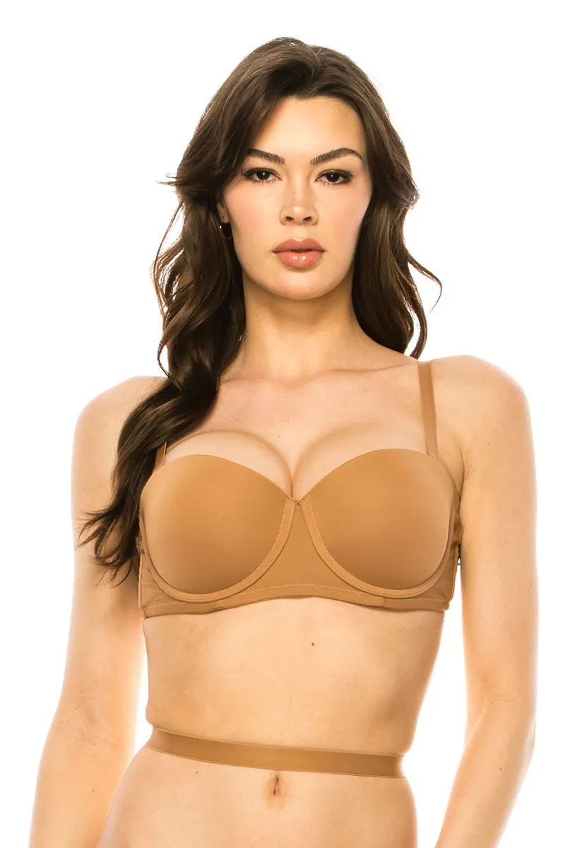 78168 12 Piece Low Back Strap Converter, Push-Up Cups, Adjustable, Multi-Way Convertible Straps Demi Bra B/C Cup