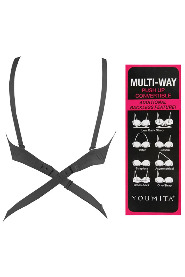 78168 12 Piece Low Back Strap Converter, Push-Up Cups, Adjustable, Multi-Way Convertible Straps Demi Bra B/C Cup