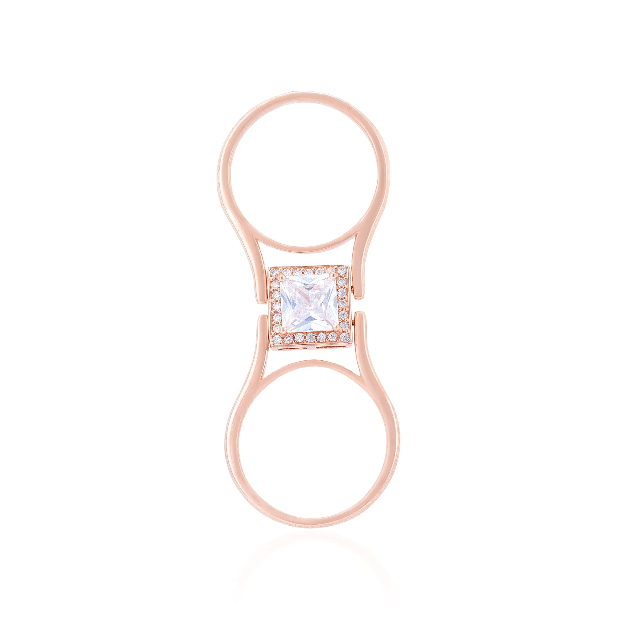 925 Sterling Silver Lasting Charm J Rose Gold Plated Convertible Ring for Women