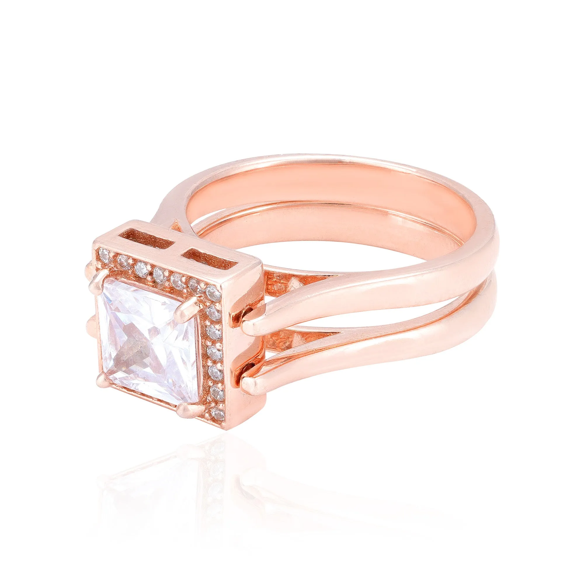 925 Sterling Silver Lasting Charm J Rose Gold Plated Convertible Ring for Women