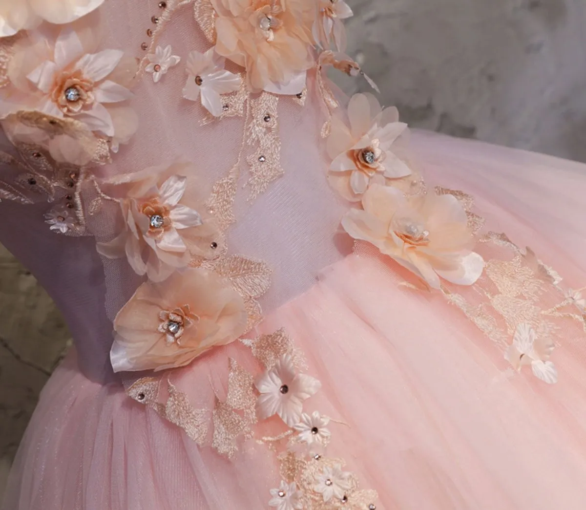 A-line Organza Floor-Length Prom Dresses with Appliqued
