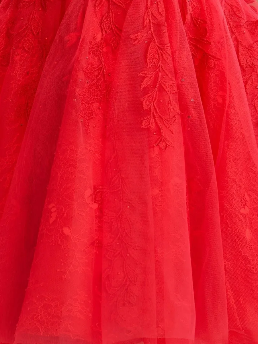A-line Sweetheart Appliques Lace Homecoming Dresses with Corset Back