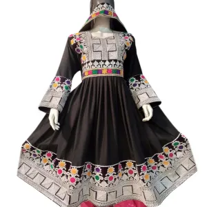Afghan Black Dress with Charma Dozi Work
