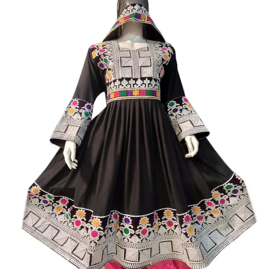 Afghan Black Dress with Charma Dozi Work