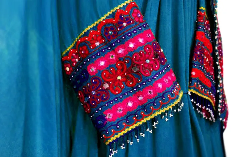 Afghan Bridal Dress Frock In Teal Color