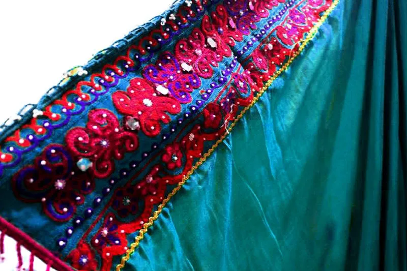Afghan Bridal Dress Frock In Teal Color