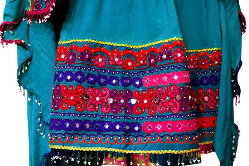 Afghan Bridal Dress Frock In Teal Color