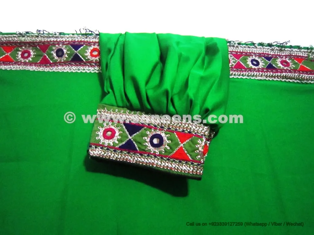 Afghan Bridle Black Dress & Green Dupatta