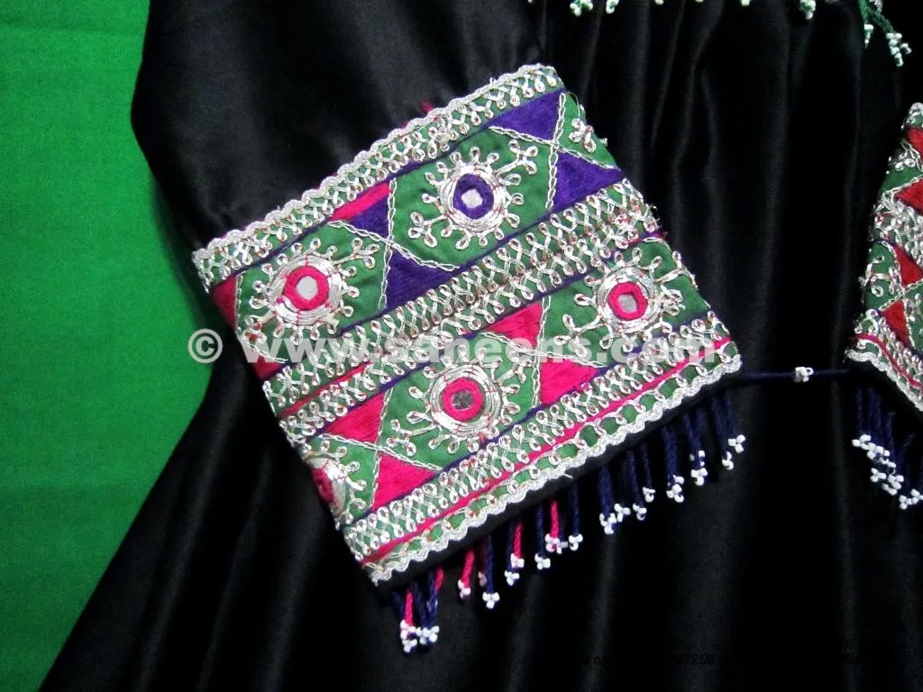 Afghan Bridle Black Dress & Green Dupatta