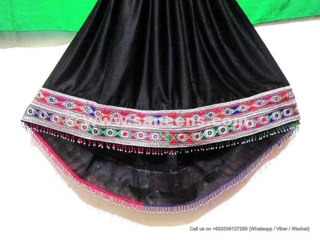 Afghan Bridle Black Dress & Green Dupatta