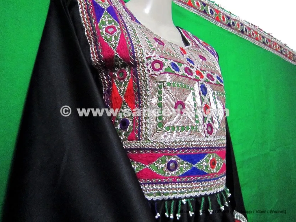 Afghan Bridle Black Dress & Green Dupatta