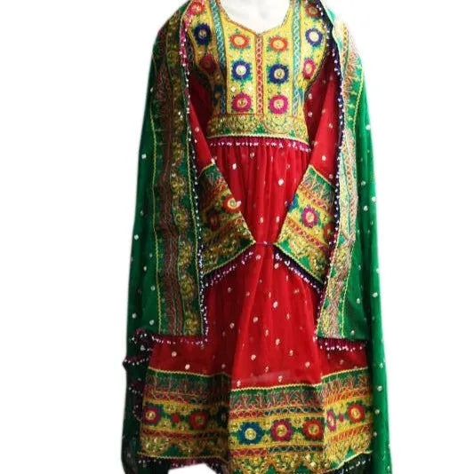 Afghan Red Color Dress