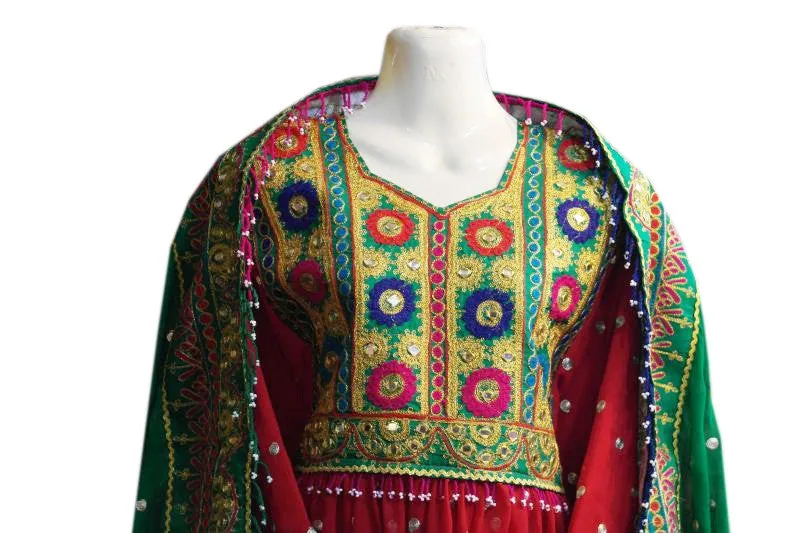 Afghan Red Color Dress