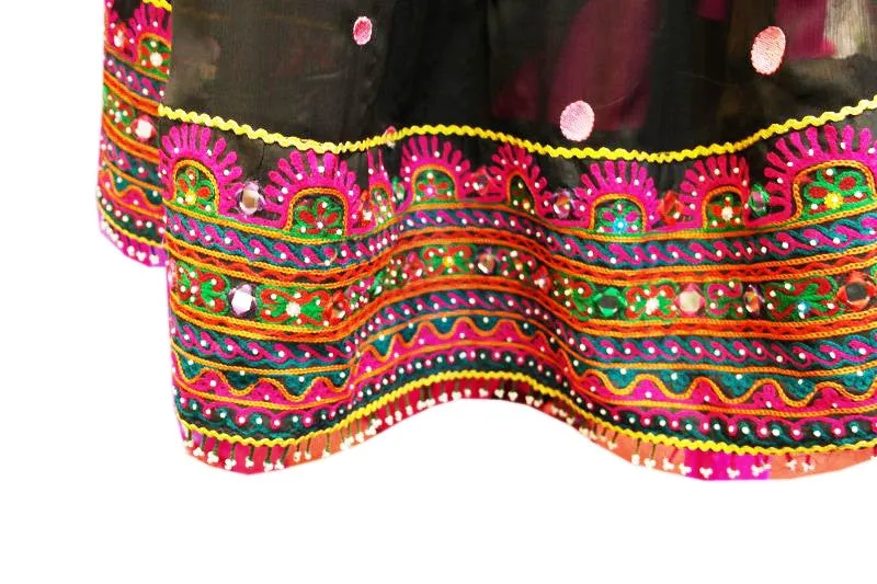Afghani Bridal Black Dress With Pink Dupatta