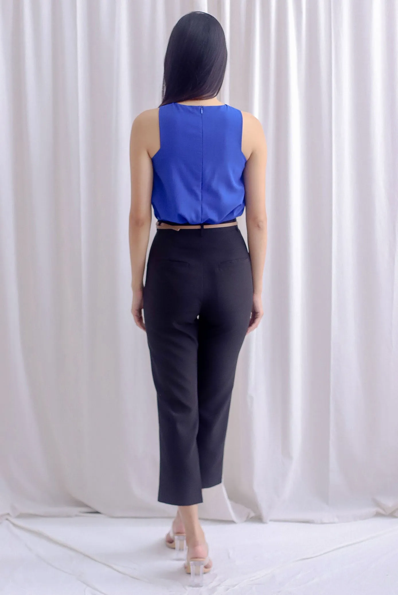 Aggie Cross Overlap Top In Cobalt Blue