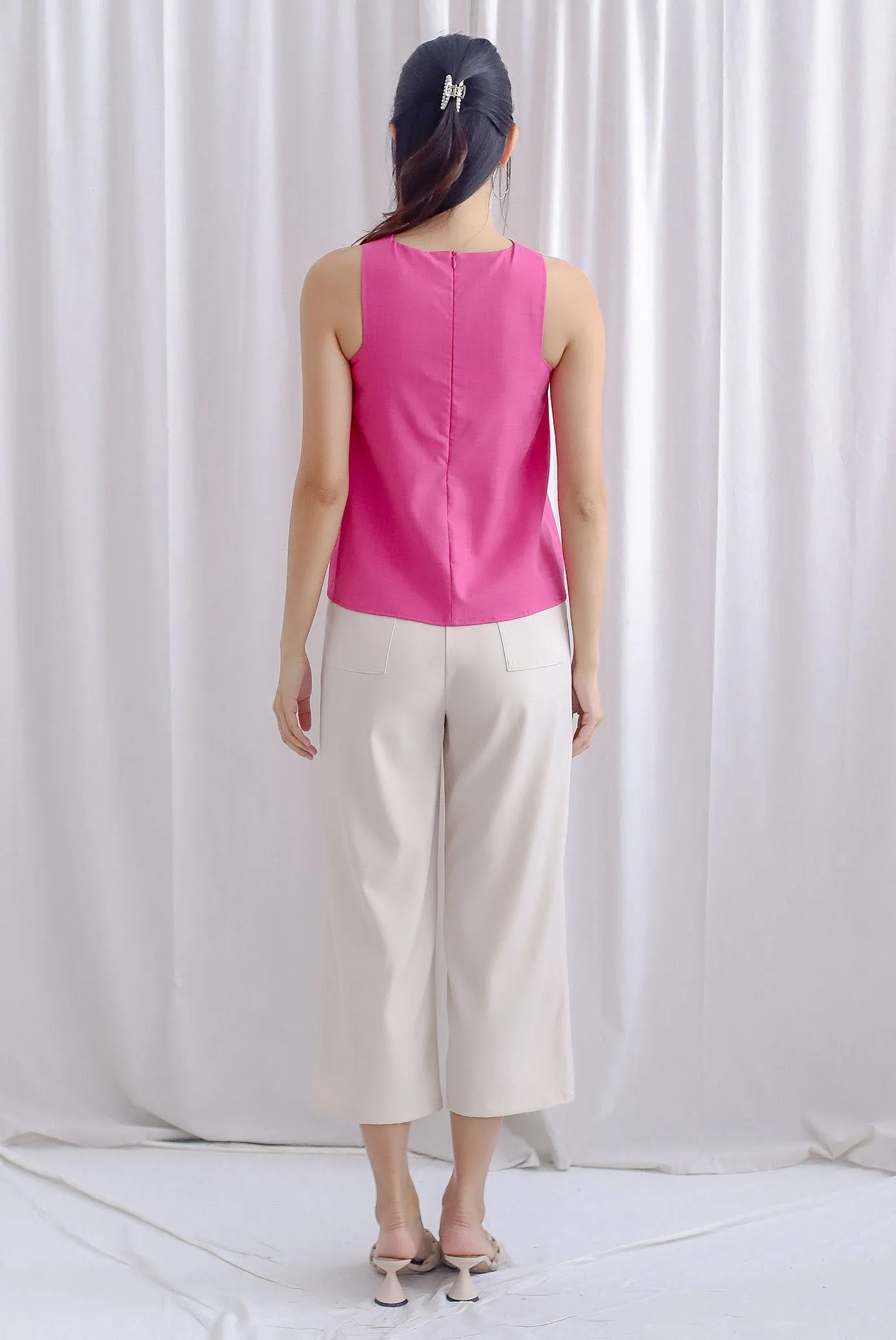 Aggie Cross Overlap Top In Hot Pink