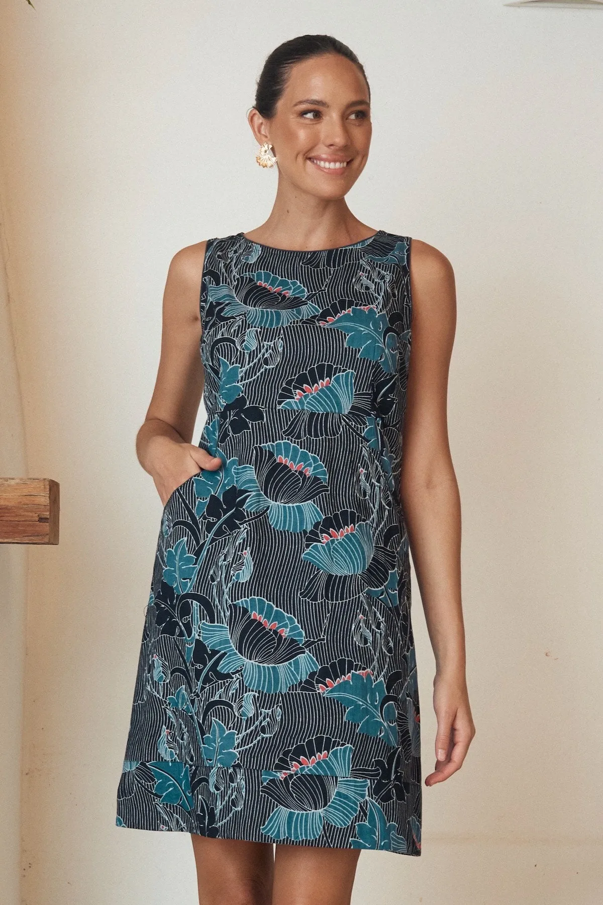 Alana Dress - Lotus Navy