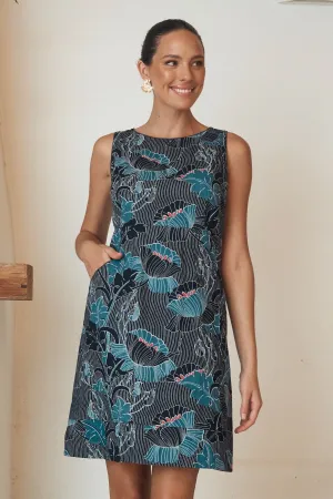 Alana Dress - Lotus Navy