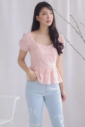 Amie Eyelet Pelum Top In Pink