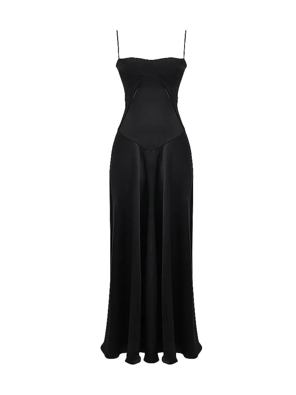 Anabella Black Lace Up Midi Dress