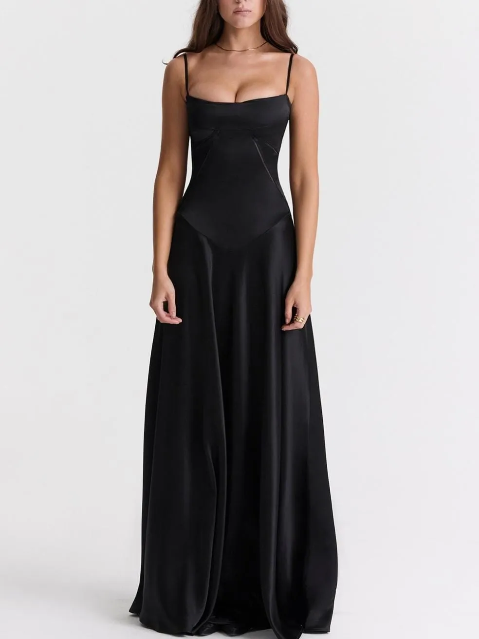 Anabella Black Lace Up Midi Dress