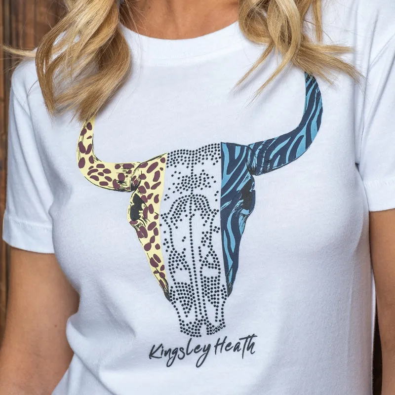 Animal Luxe Skull Crew Tee Pelican
