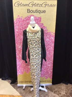 Animal Print High Neck Split Side Sweater Dress