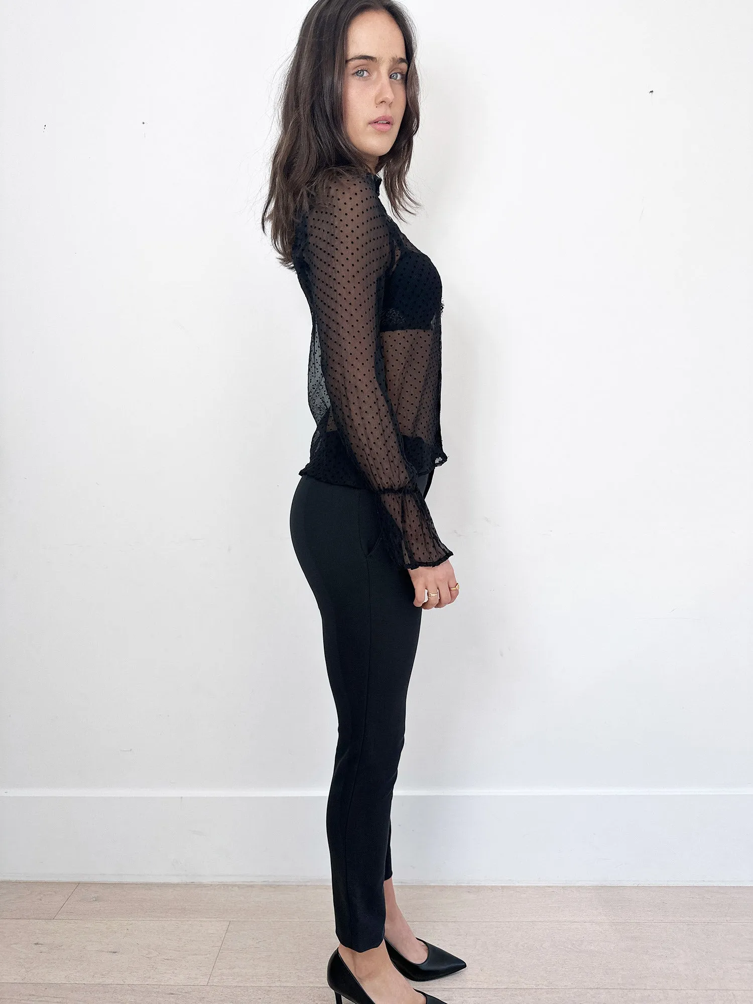 Anine Bing Dotted Silk Blouse