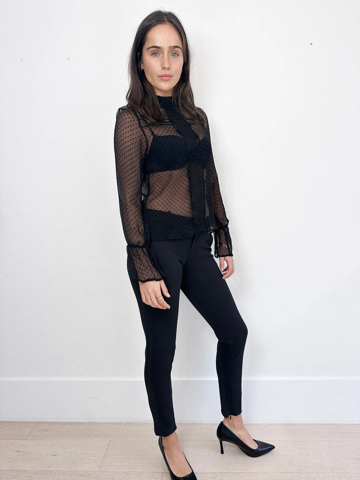 Anine Bing Dotted Silk Blouse