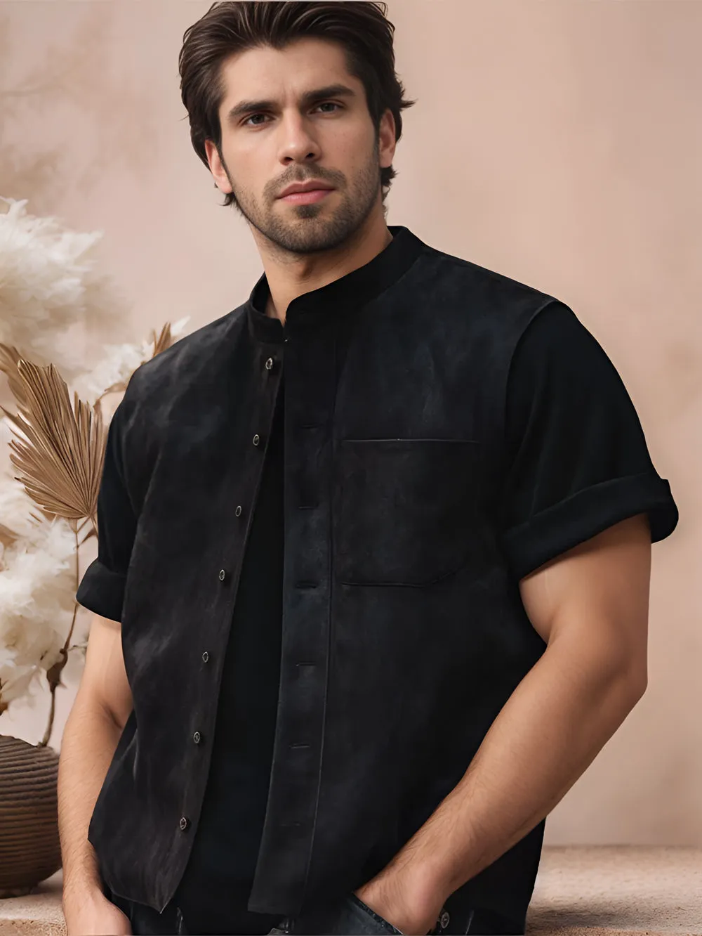 Arcadia Fit Suede Leather Motorcycle Vest for Men