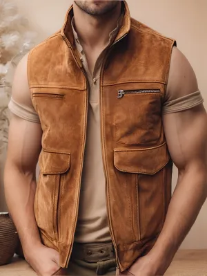 Arclight Hide Suede Motorcycle Leather Vest for Men