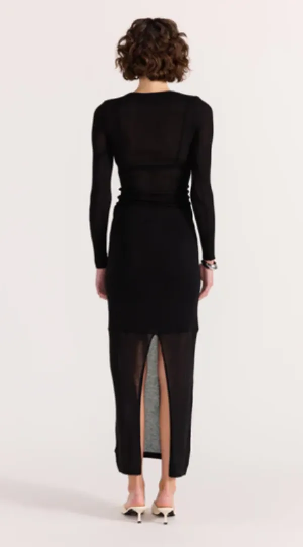 Asta Sheer Knit Top Black