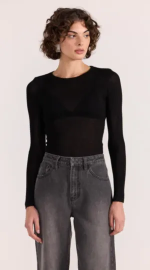 Asta Sheer Knit Top Black