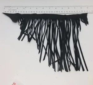 Asymmetrical Cowhide Fringe Trim in Black 1500 Nappa Garment Leather  12.75" long