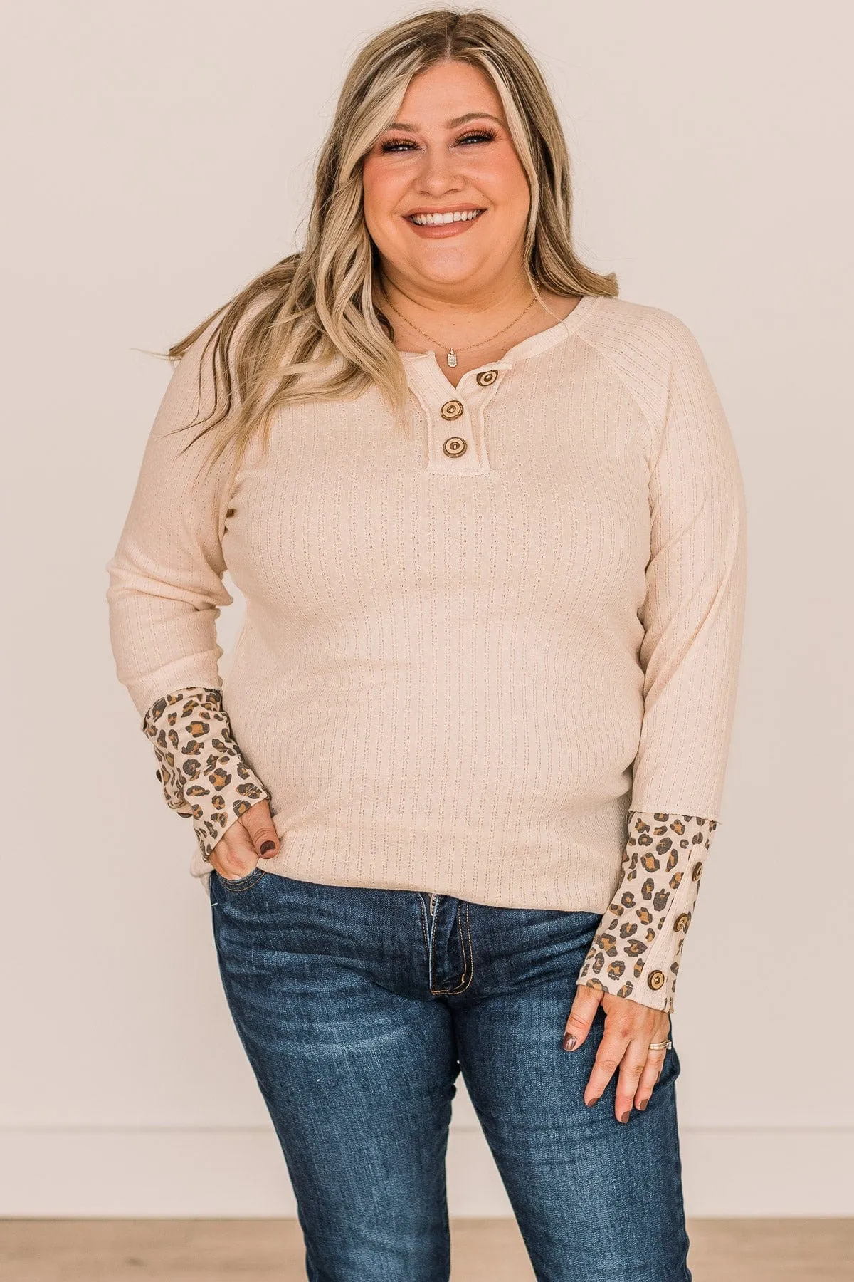 At My Happiest Button Knit Top- Cream
