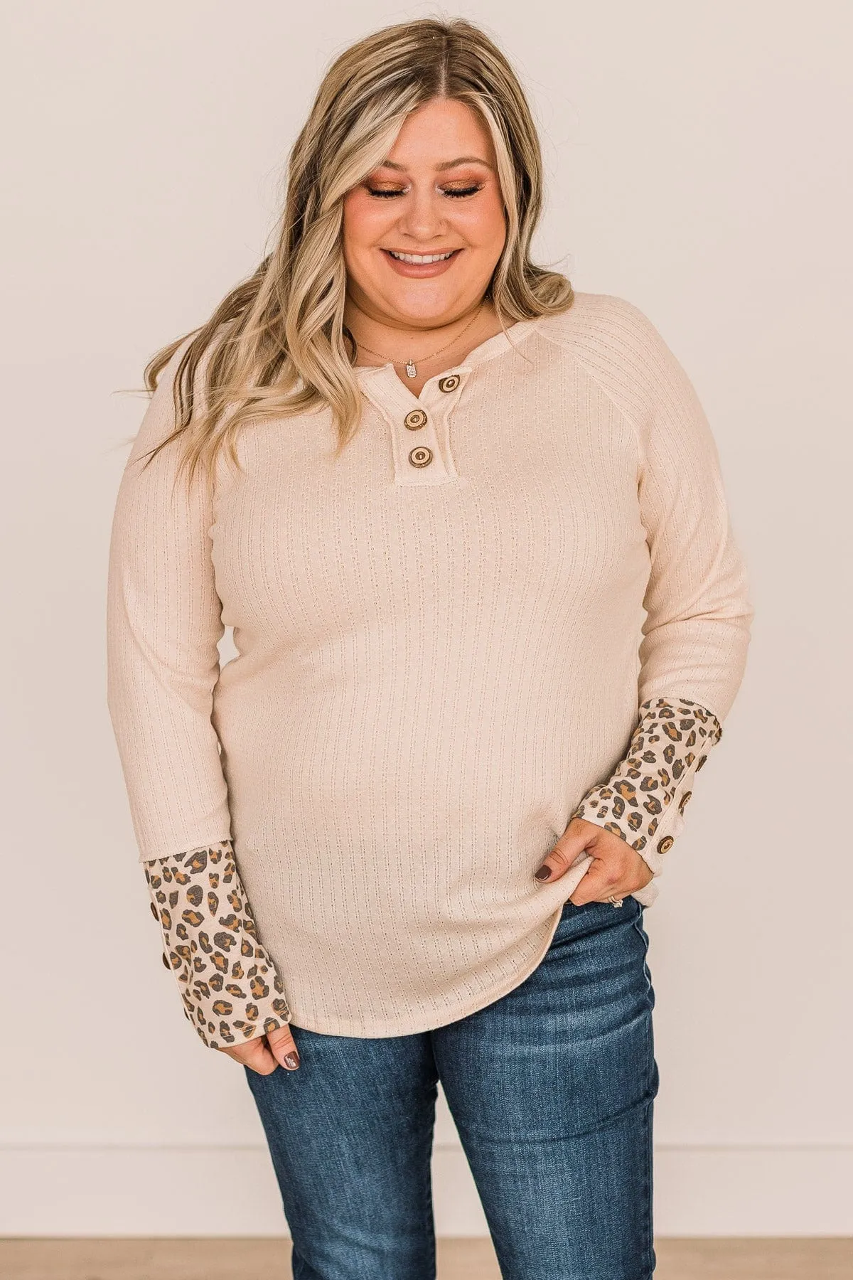 At My Happiest Button Knit Top- Cream