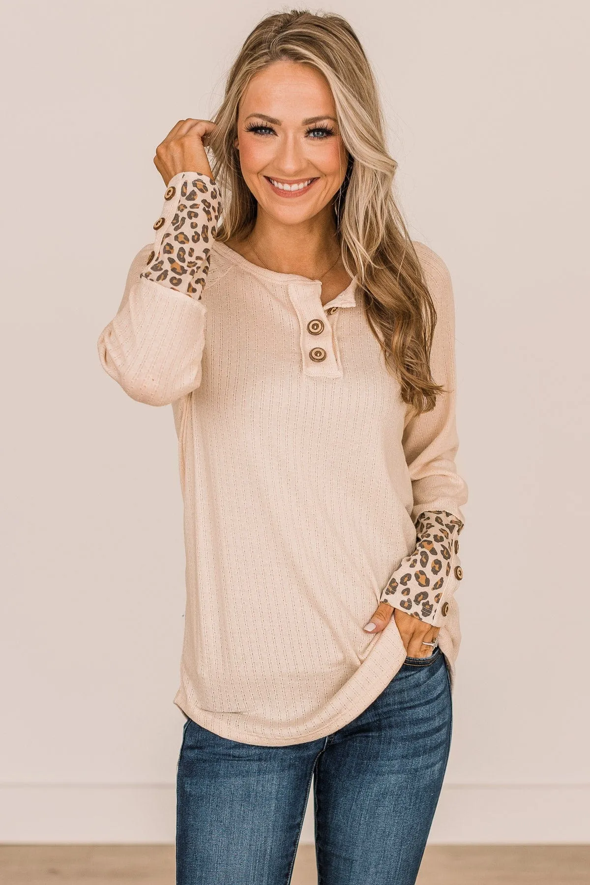 At My Happiest Button Knit Top- Cream
