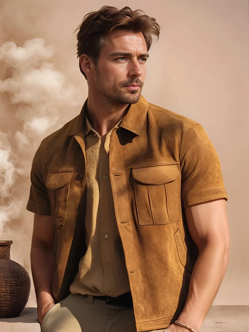 Auraluxe Suede Leather Motorcycle Vest for Men