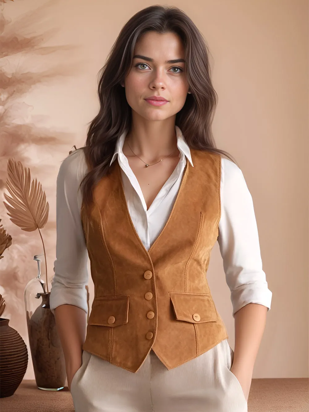 Auralyn Chic Leather Suede Vest for Women